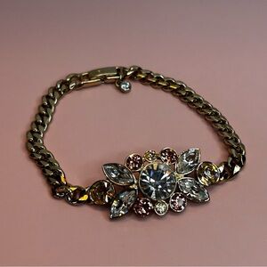 Givenchy Gold Tone Bracelet with Crystal Embellishments